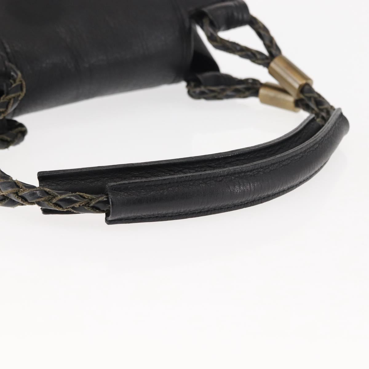 Chloe Hand Bag Leather Black Auth BA6832