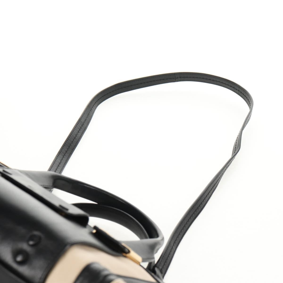 Chloe Alice Hand Bag Leather 2way White Black Auth BA6836