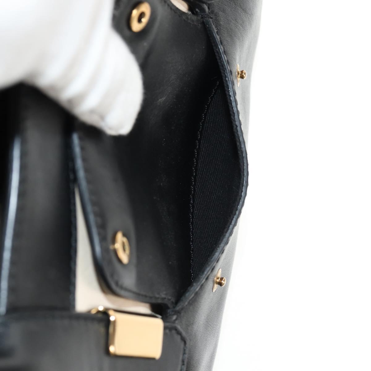 Chloe Alice Hand Bag Leather 2way White Black Auth BA6836