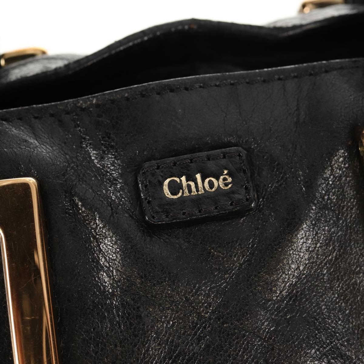 Chloe Etel Hand Bag Leather 2way Black Auth BA6837