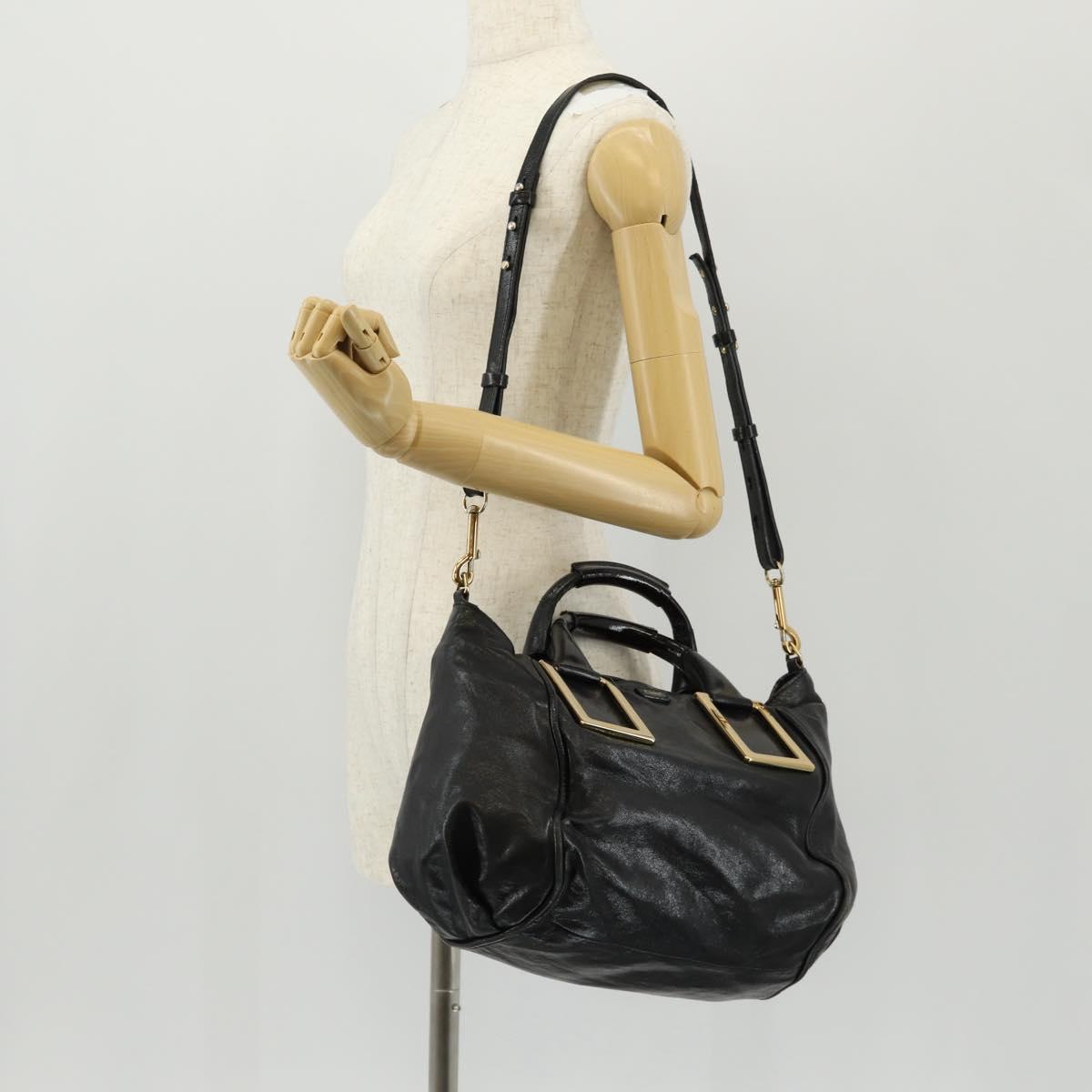 Chloe Etel Hand Bag Leather 2way Black Auth BA6837