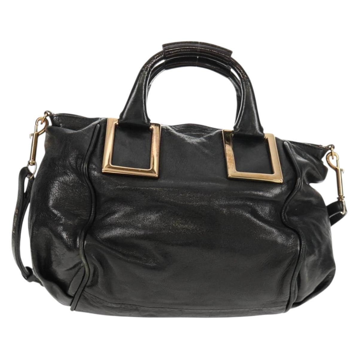 Chloe Etel Hand Bag Leather 2way Black Auth BA6837
