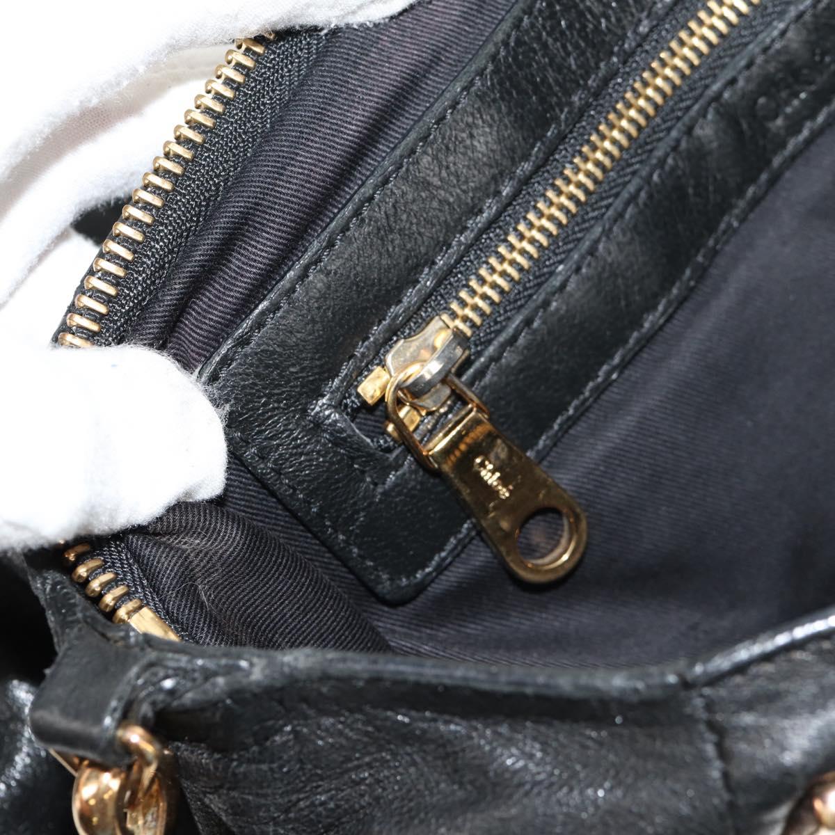 Chloe Etel Hand Bag Leather 2way Black Auth BA6838