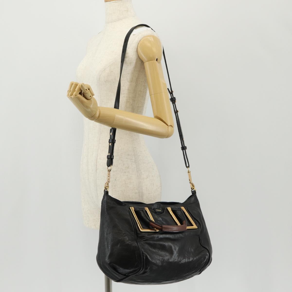Chloe Etel Hand Bag Leather 2way Black Auth BA6838