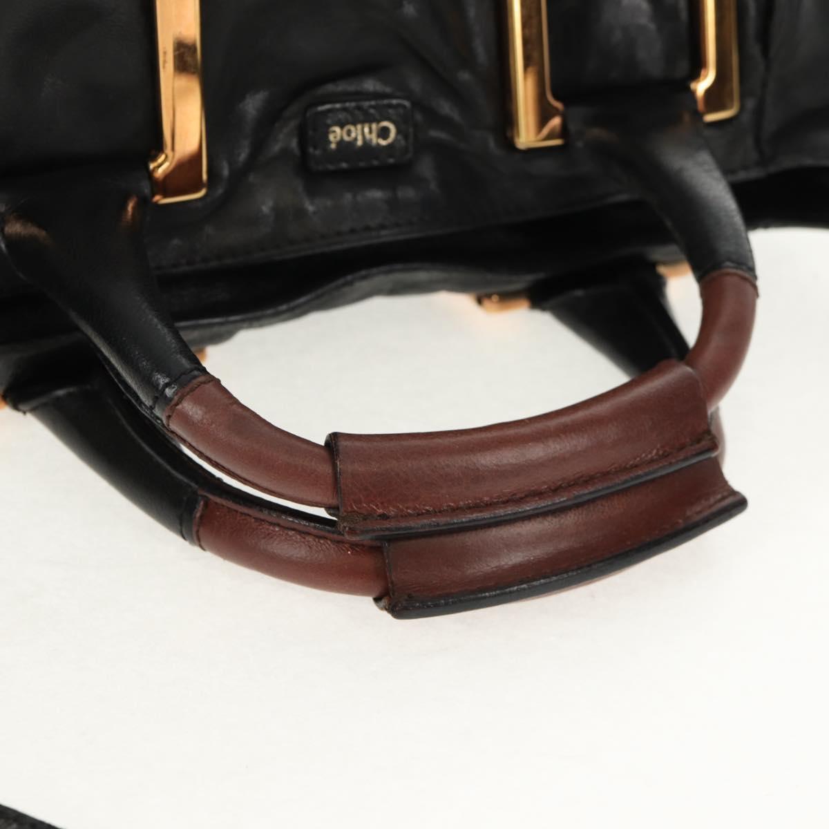 Chloe Etel Hand Bag Leather 2way Black Auth BA6838