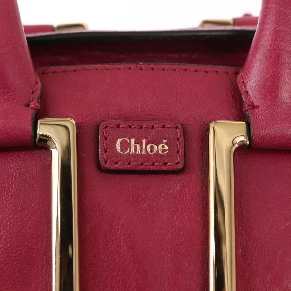 Chloe Etel Hand Bag Leather 2way Pink Gold Auth BA6839