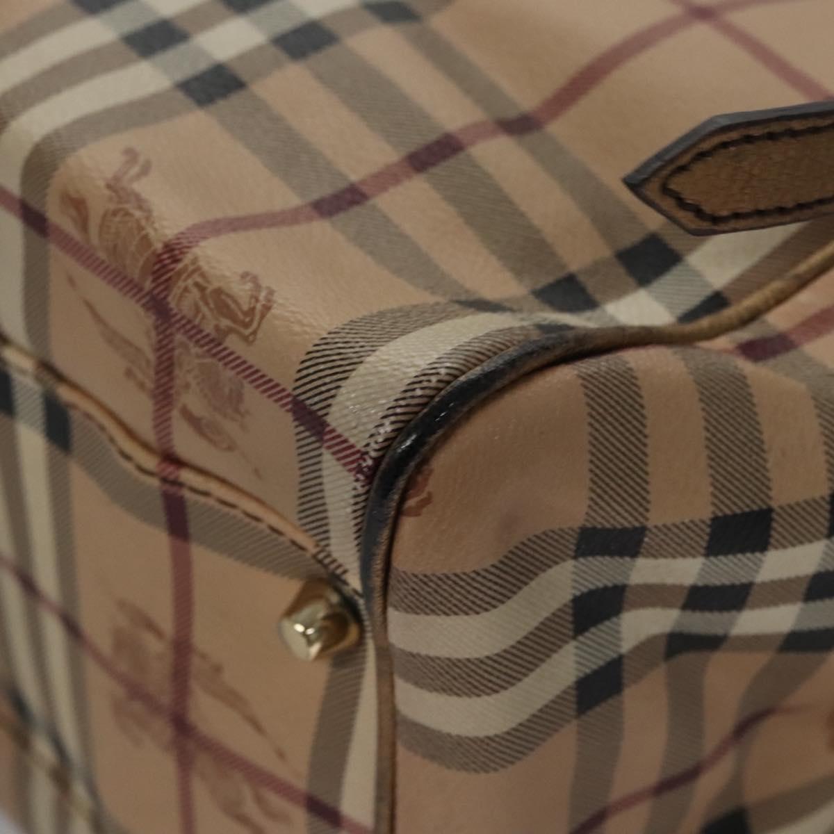 BURBERRY Nova Check Shoulder Bag PVC Beige Brown gold Auth BA684