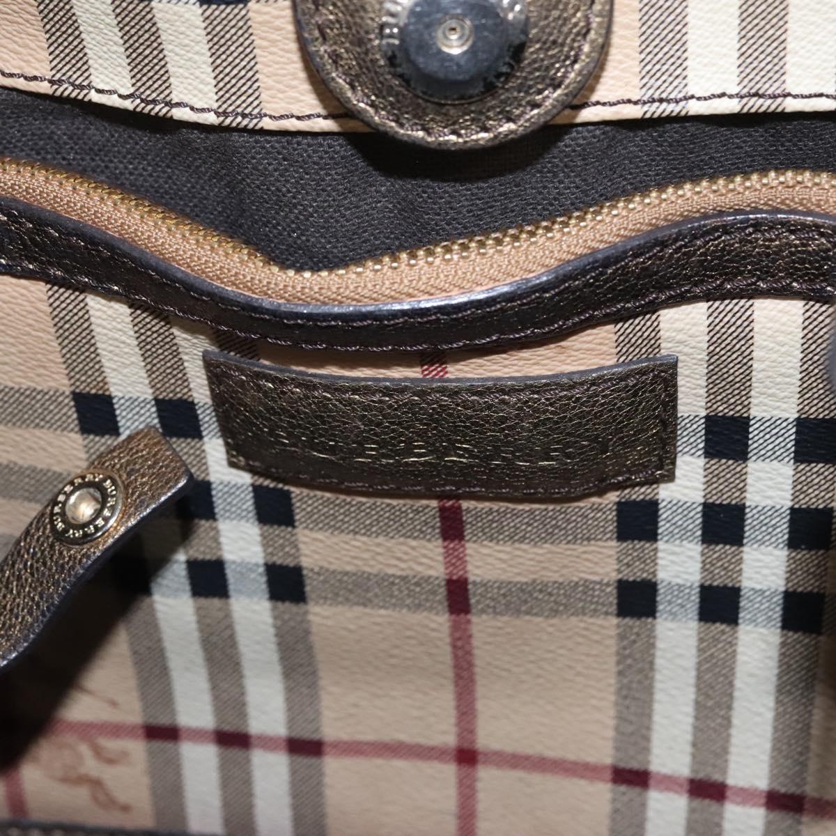 BURBERRY Nova Check Shoulder Bag PVC Beige Brown gold Auth BA684