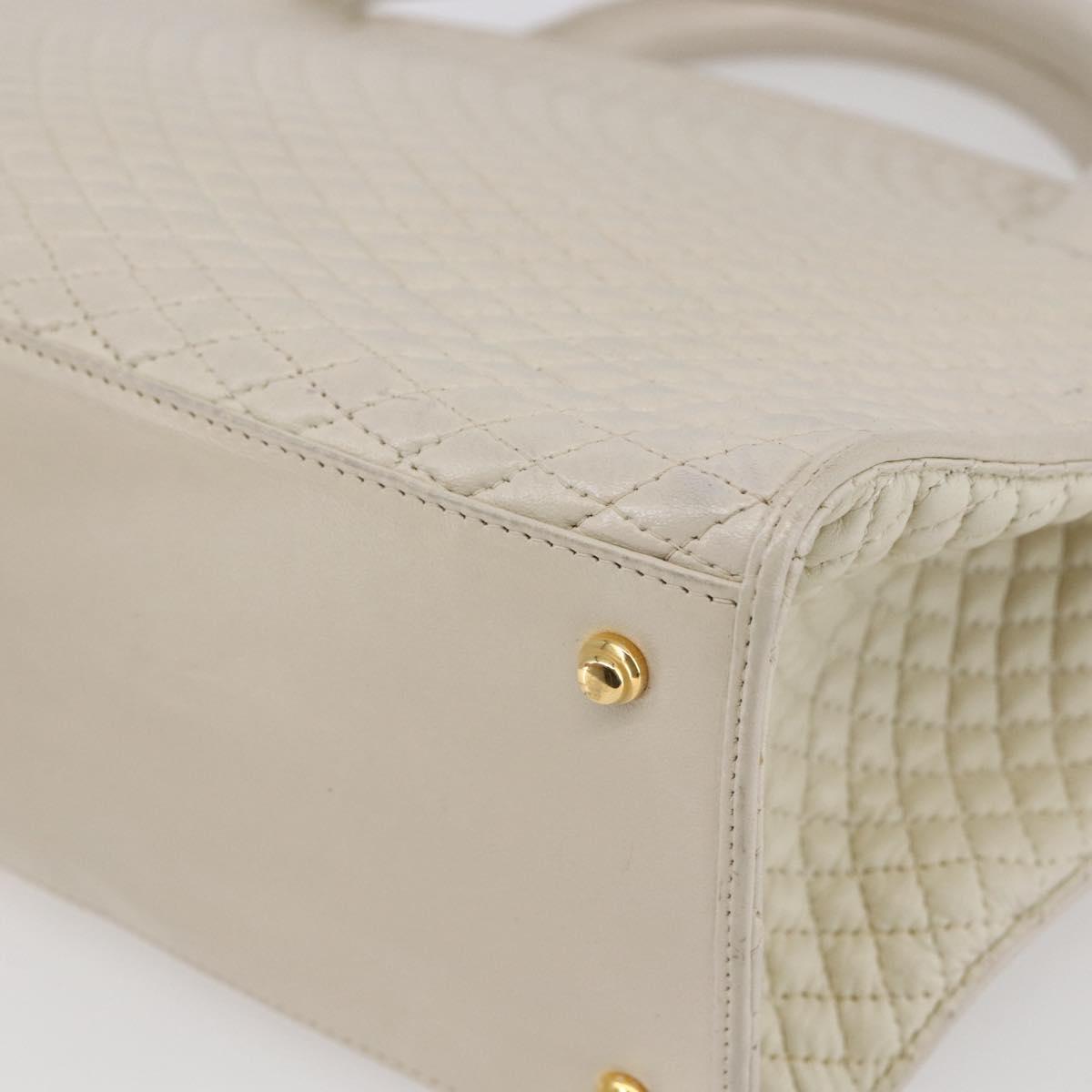 BALLY Hand Bag Leather White Auth BA6841