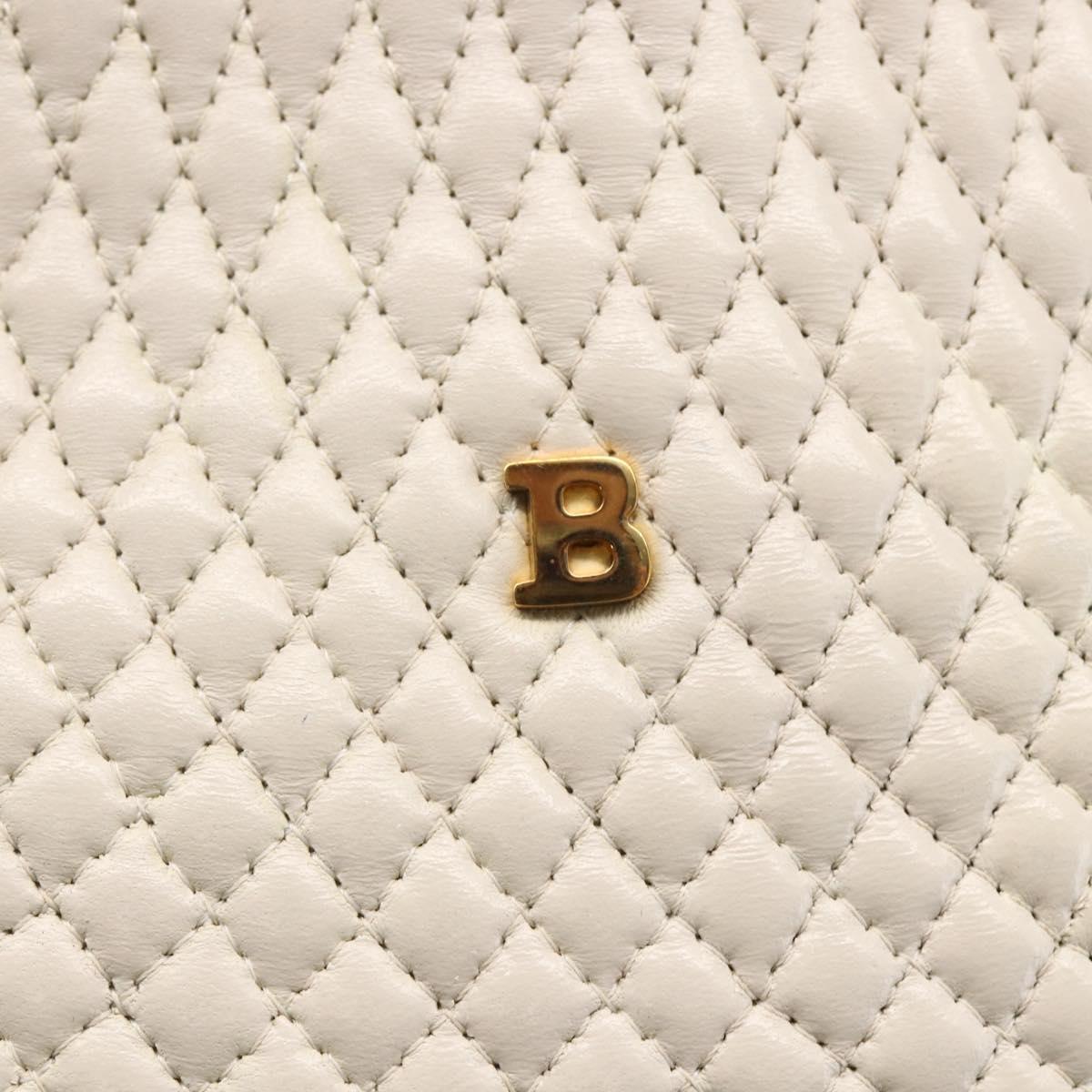 BALLY Hand Bag Leather White Auth BA6841