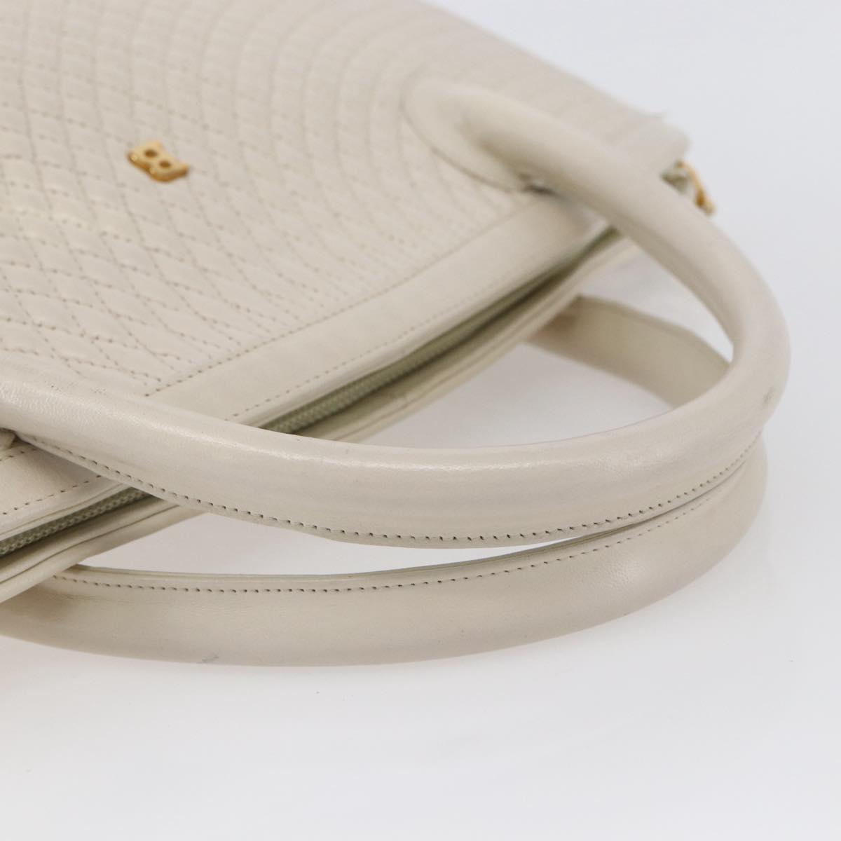 BALLY Hand Bag Leather White Auth BA6841