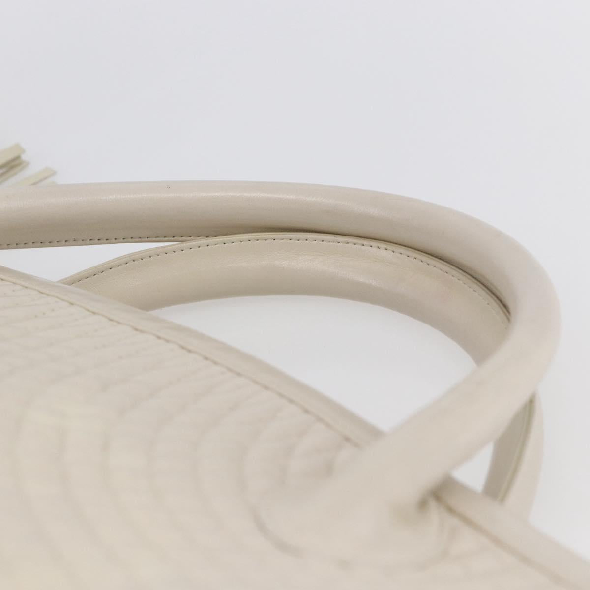 BALLY Hand Bag Leather White Auth BA6841