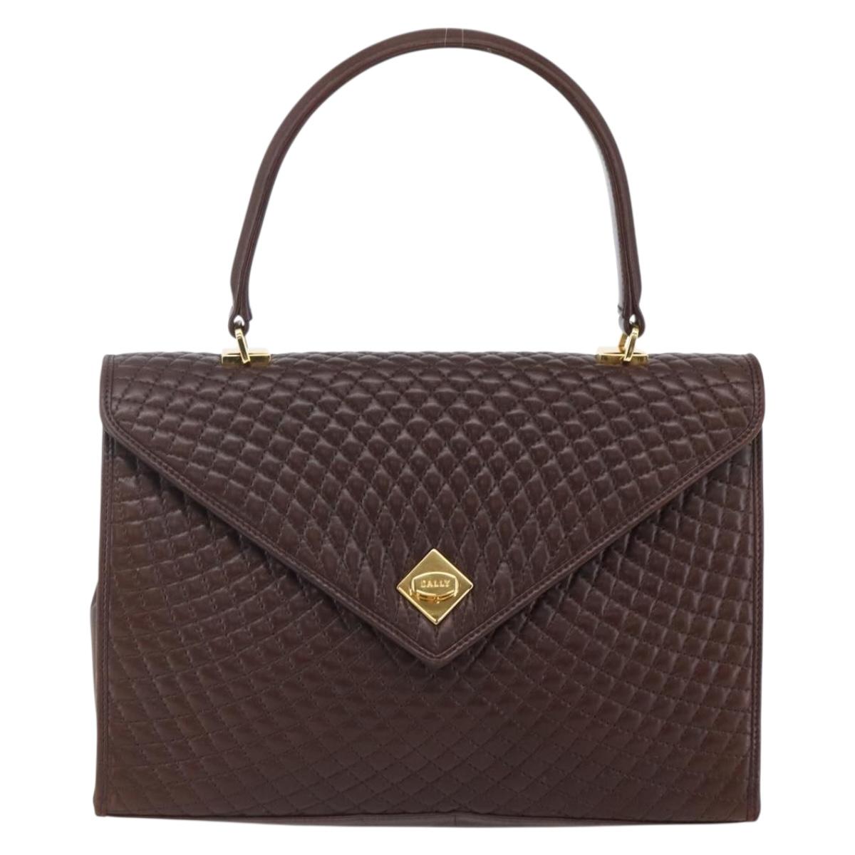 BALLY Hand Bag Leather Brown Auth BA6842