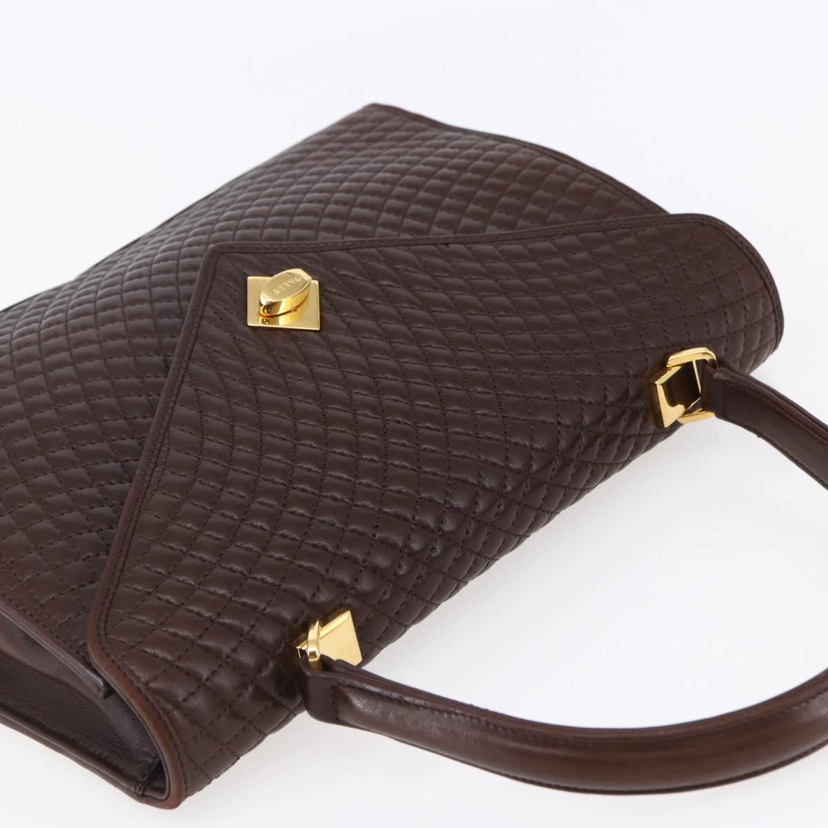 BALLY Hand Bag Leather Brown Auth BA6842