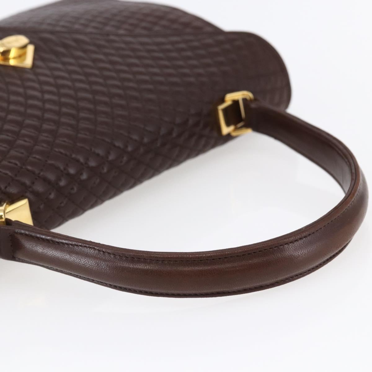 BALLY Hand Bag Leather Brown Auth BA6842