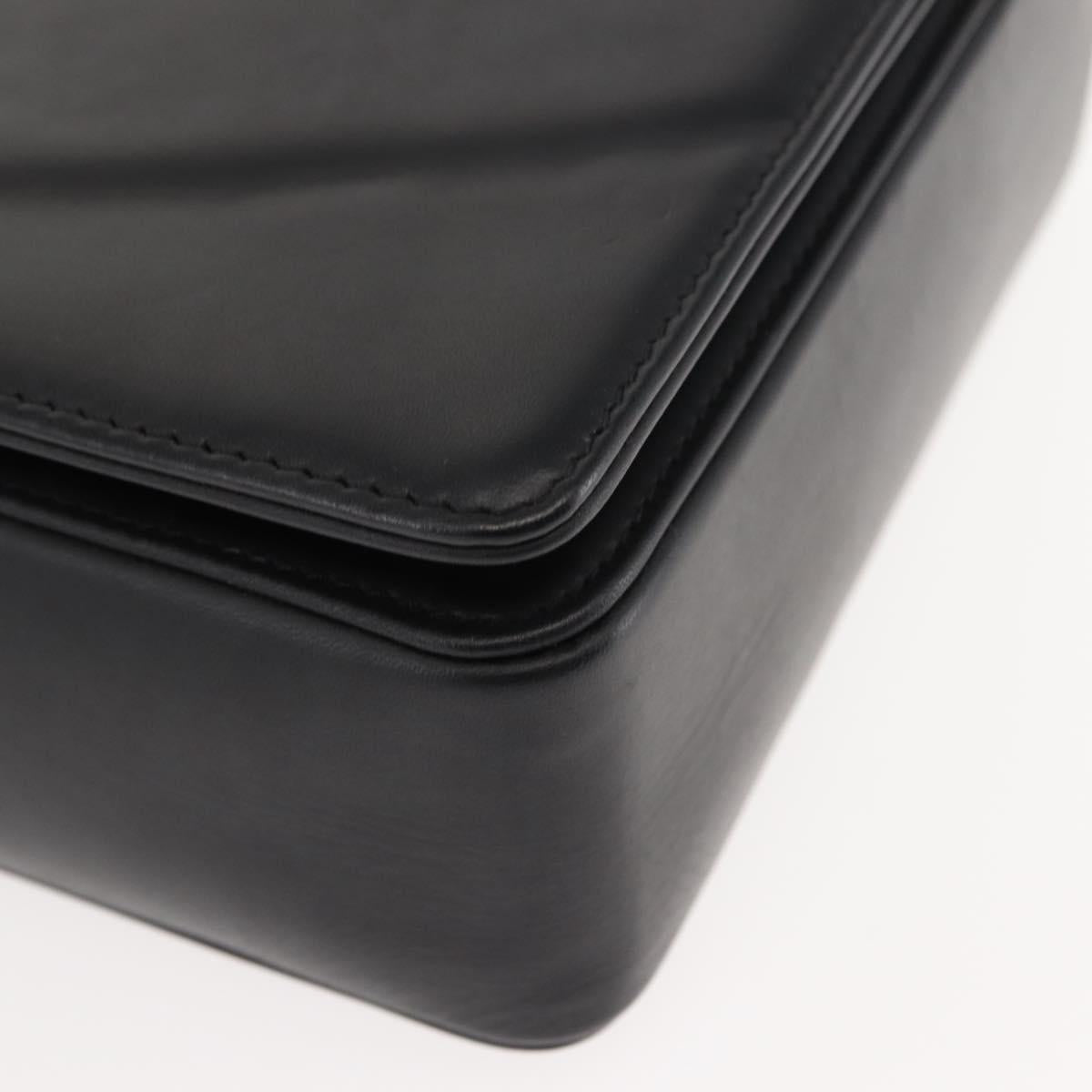 BALLY Chain Shoulder Bag Leather Black Auth BA6843