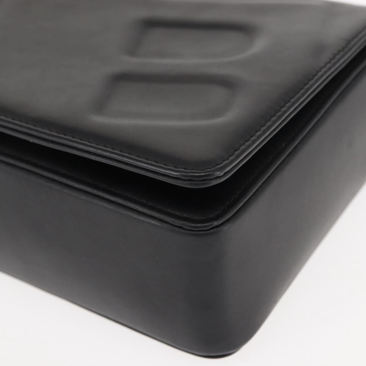 BALLY Chain Shoulder Bag Leather Black Auth BA6843