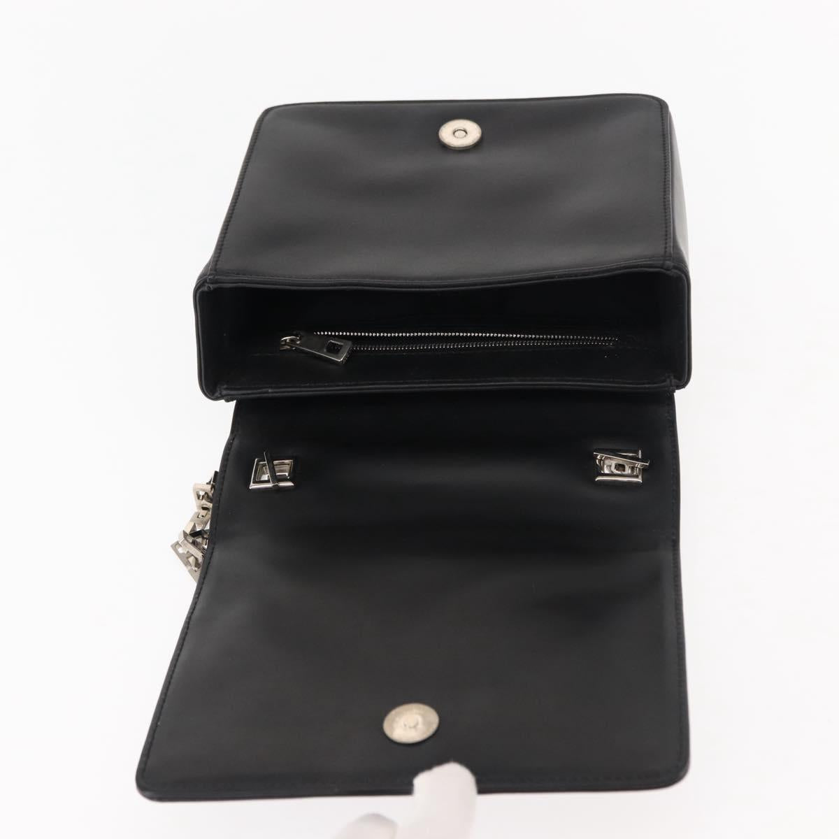 BALLY Chain Shoulder Bag Leather Black Auth BA6843