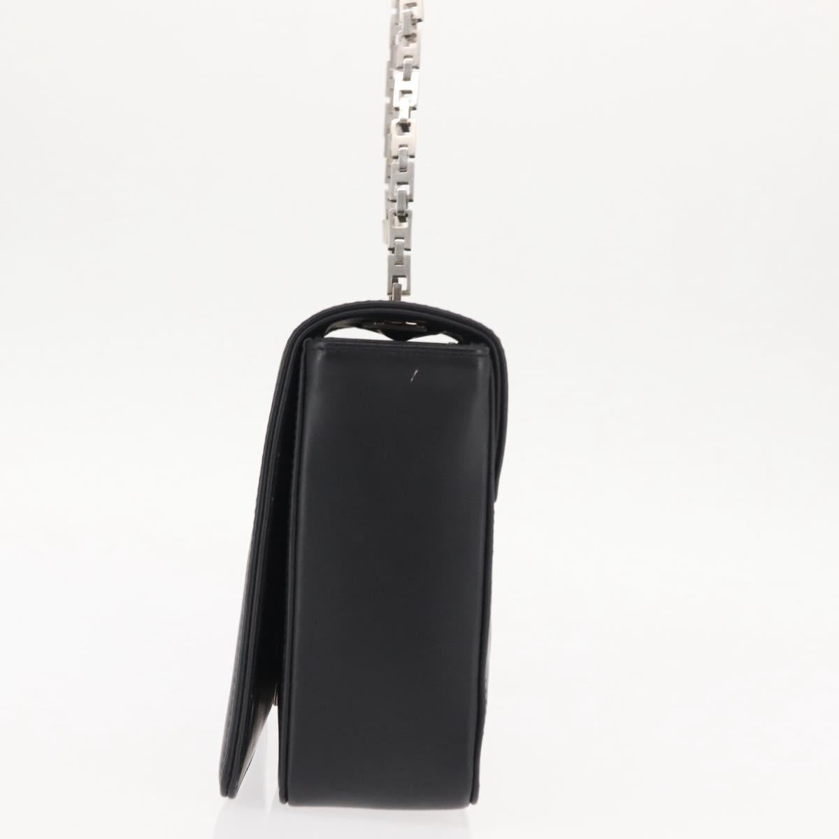 BALLY Chain Shoulder Bag Leather Black Auth BA6843