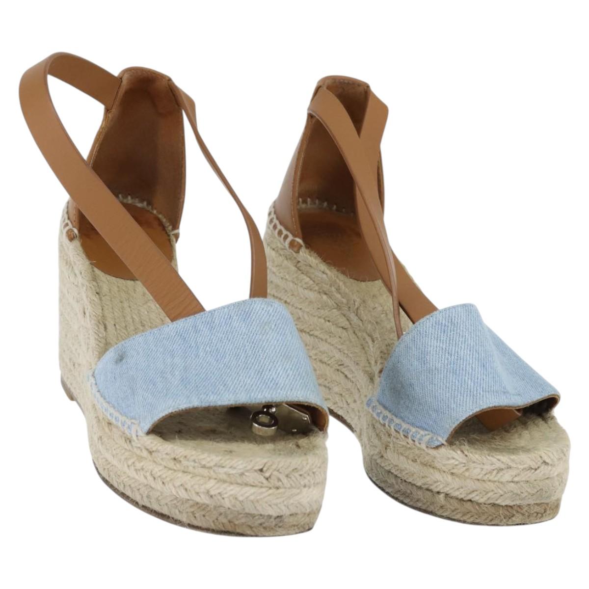 HERMES Tipoli Espadrilles Shoes Raffia Beige Auth BA6845