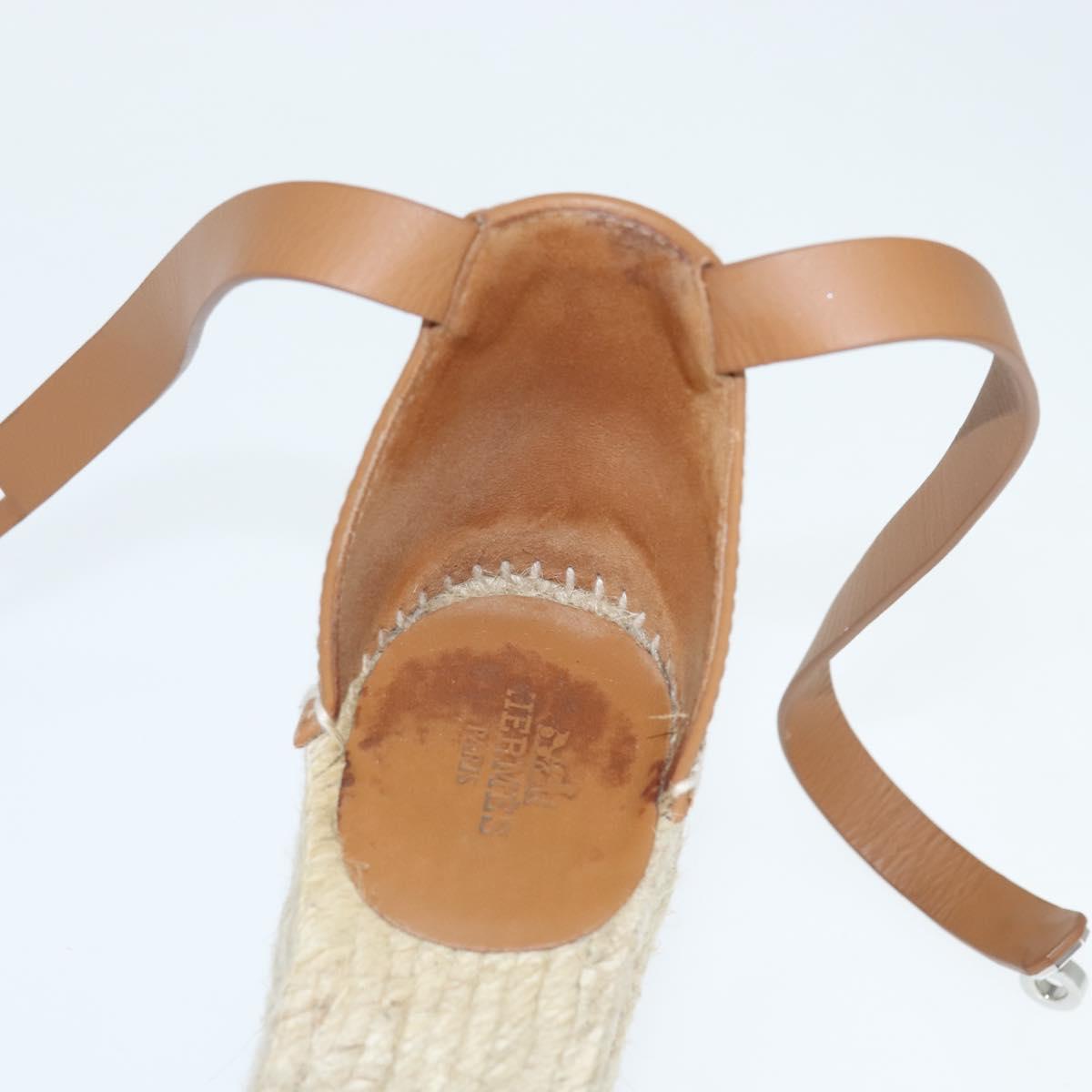 HERMES Tipoli Espadrilles Shoes Raffia Beige Auth BA6845