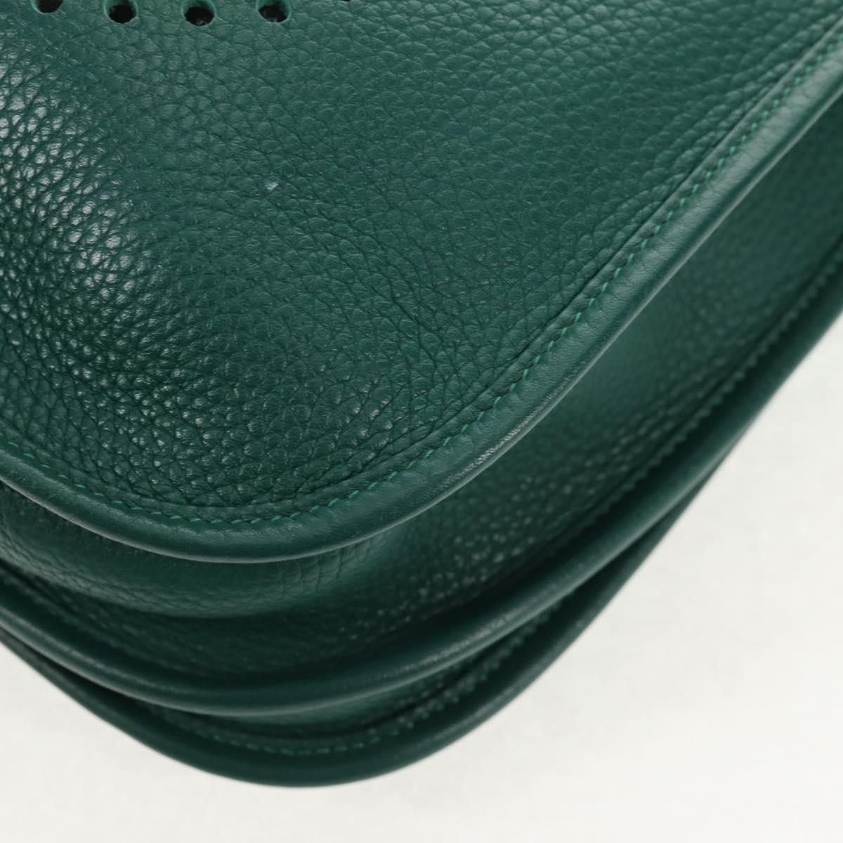HERMES Evelyn 3 PM Shoulder Bag Taurillon Clemence Green Auth BA6847A