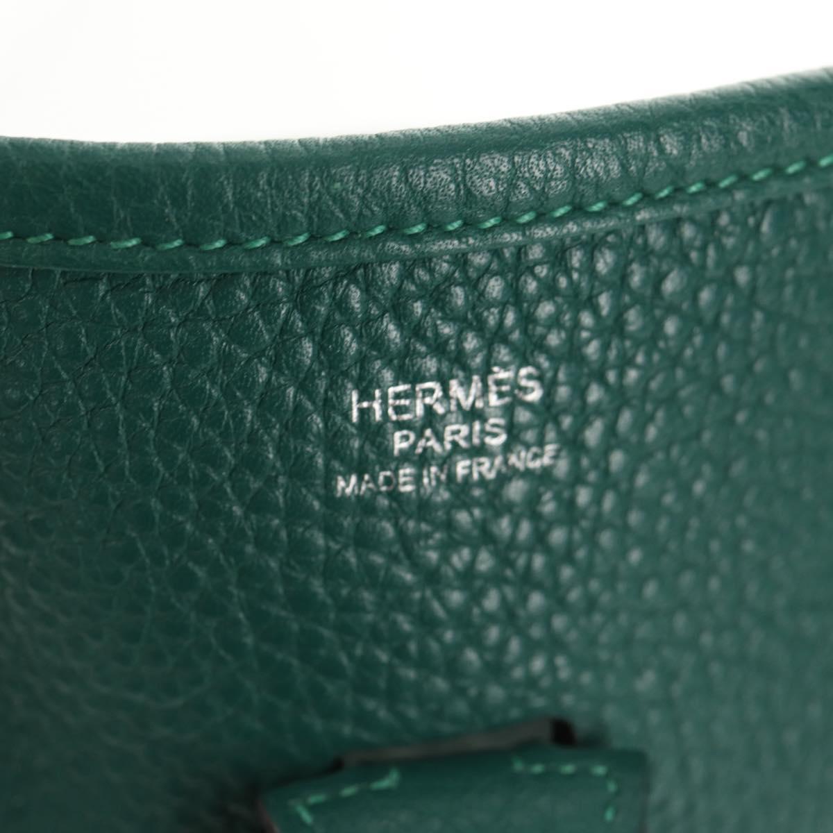 HERMES Evelyn 3 PM Shoulder Bag Taurillon Clemence Green Auth BA6847A