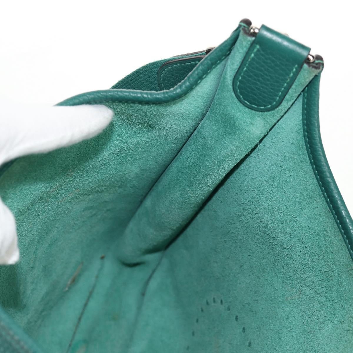 HERMES Evelyn 3 PM Shoulder Bag Taurillon Clemence Green Auth BA6847A