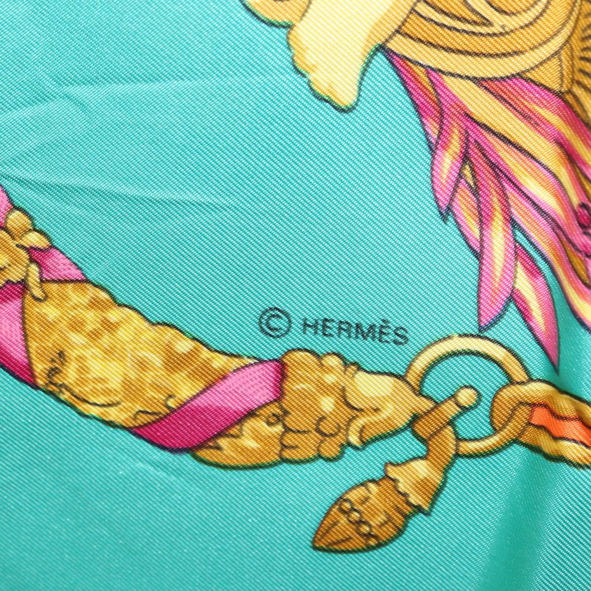 HERMES Carre 90 Scarf ""HOMMAGE A CHARLES GARNIER"" Silk Green Auth BA6851