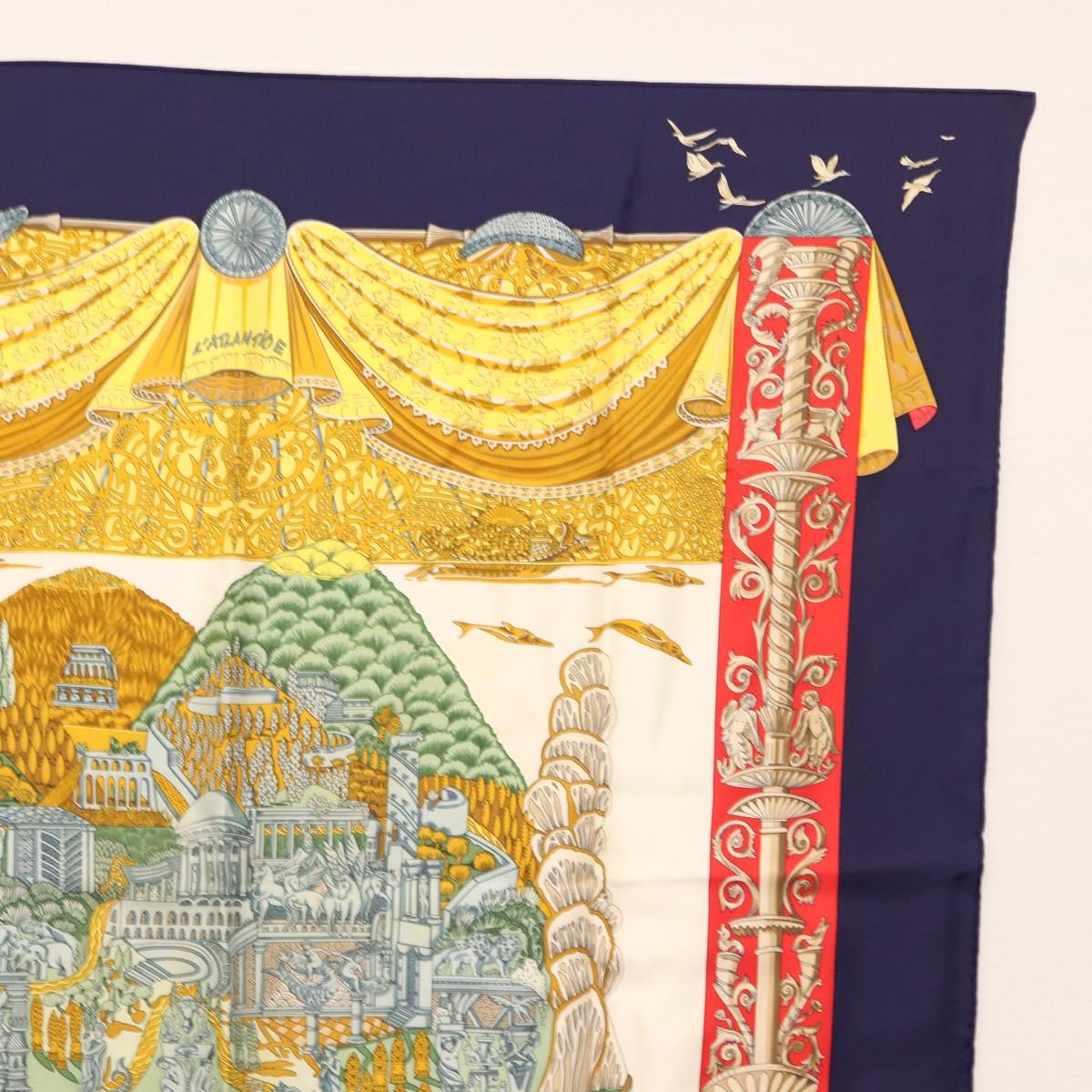 HERMES Carre 90 Scarf ""LATLANTIDE"" Silk Navy Auth BA6852