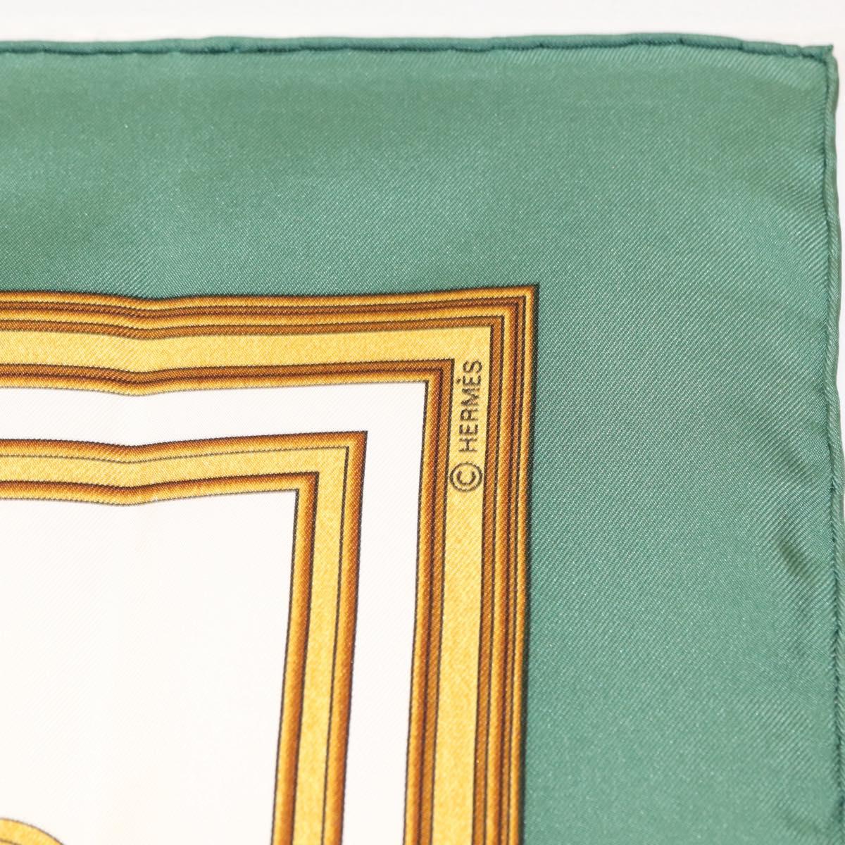 HERMES Carre 90 Scarf ""LES TUILERIES"" Silk Green Auth BA6854