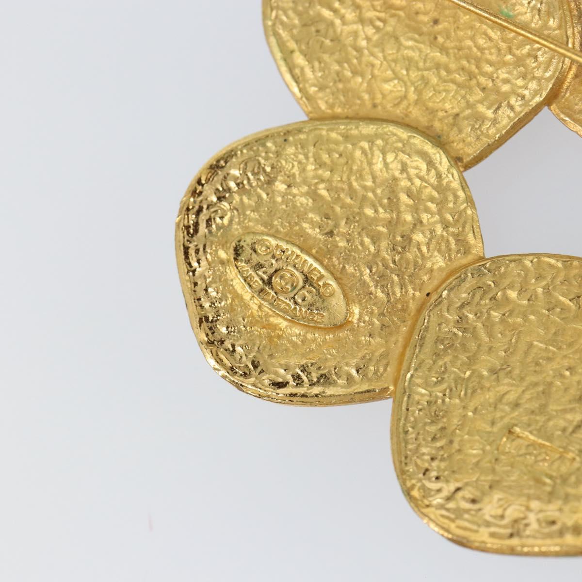 CHANEL Brooch metal Gold CC Auth BA6857