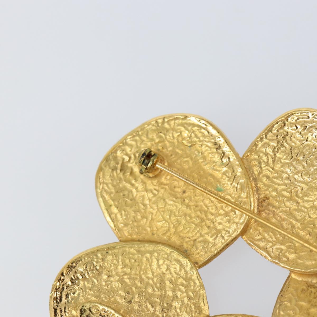 CHANEL Brooch metal Gold CC Auth BA6857