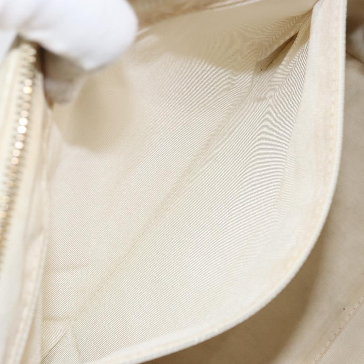 CHANEL Wild Stitch Hand Bag Leather White Gold CC Auth BA6858