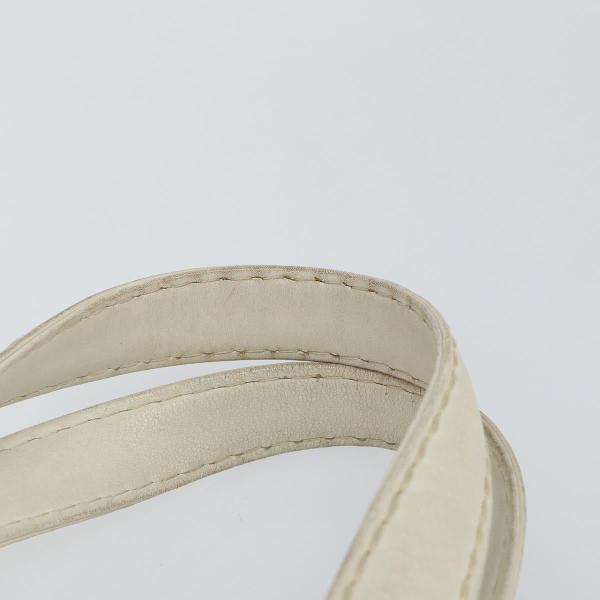 CHANEL Wild Stitch Hand Bag Leather White Gold CC Auth BA6858