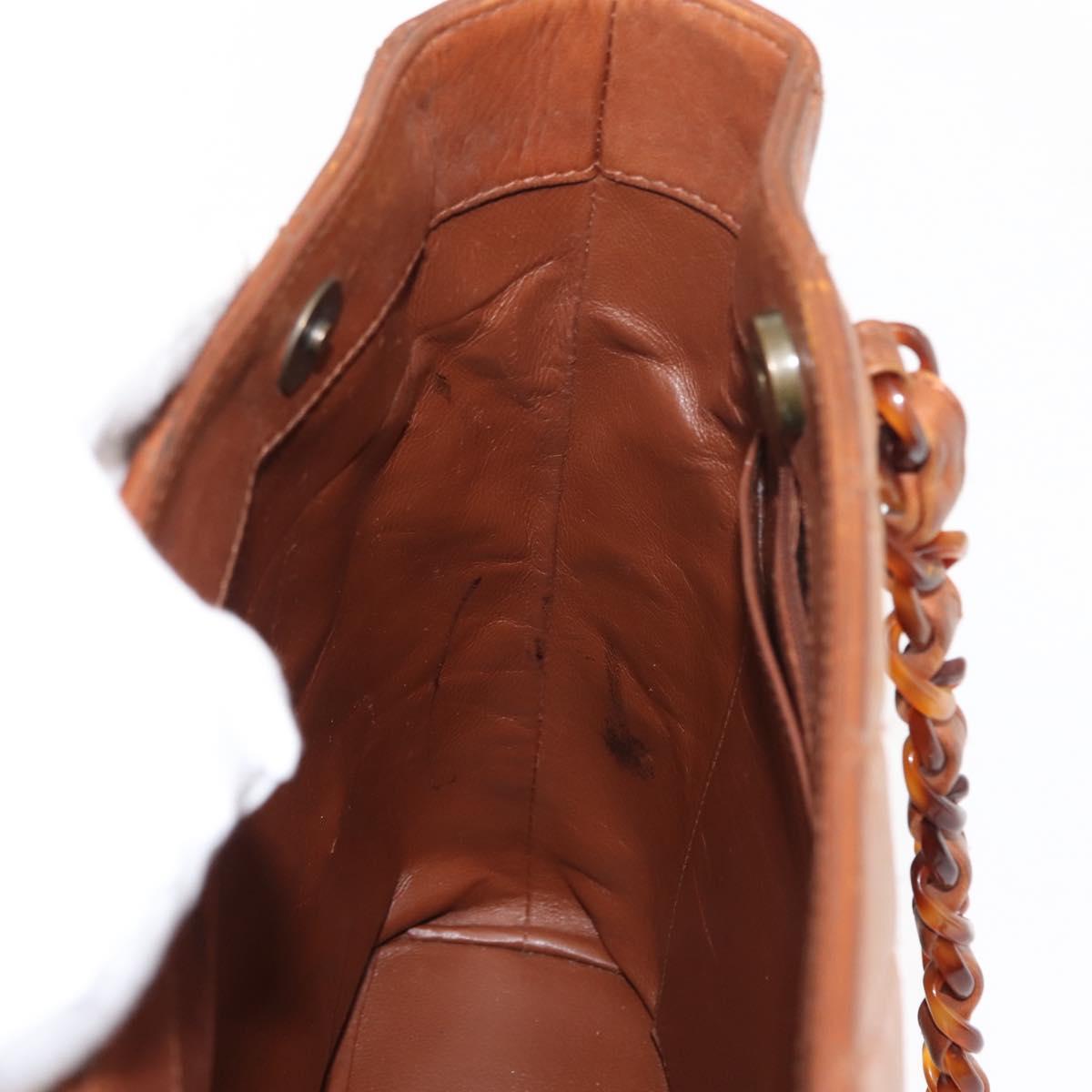 CHANEL Matelasse Chain Shoulder Bag Lamb Skin Brown Gold CC Auth BA6859