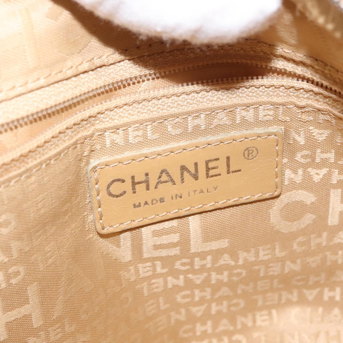 CHANEL Shoulder Bag Lamb Skin Beige CC Auth BA6860