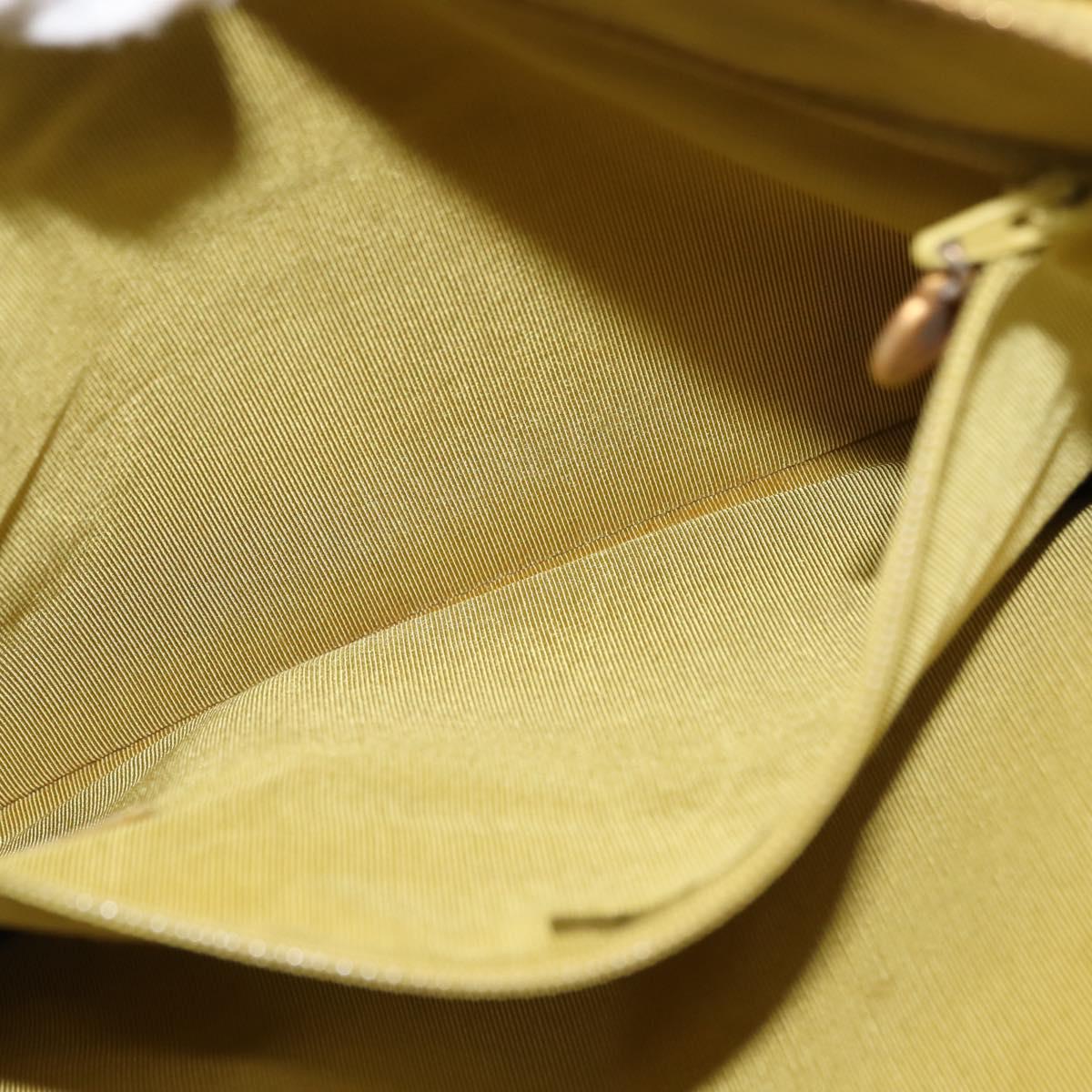 CHANEL Chain Hand Bag Caviar Skin Yellow Gold CC Auth BA6862