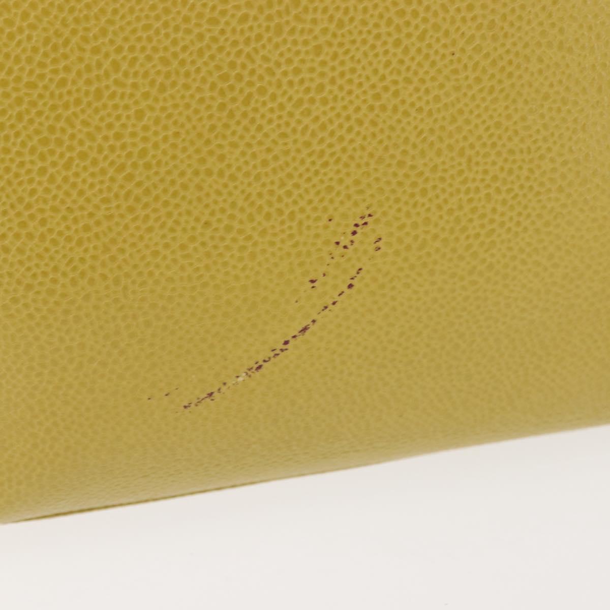 CHANEL Chain Hand Bag Caviar Skin Yellow Gold CC Auth BA6862