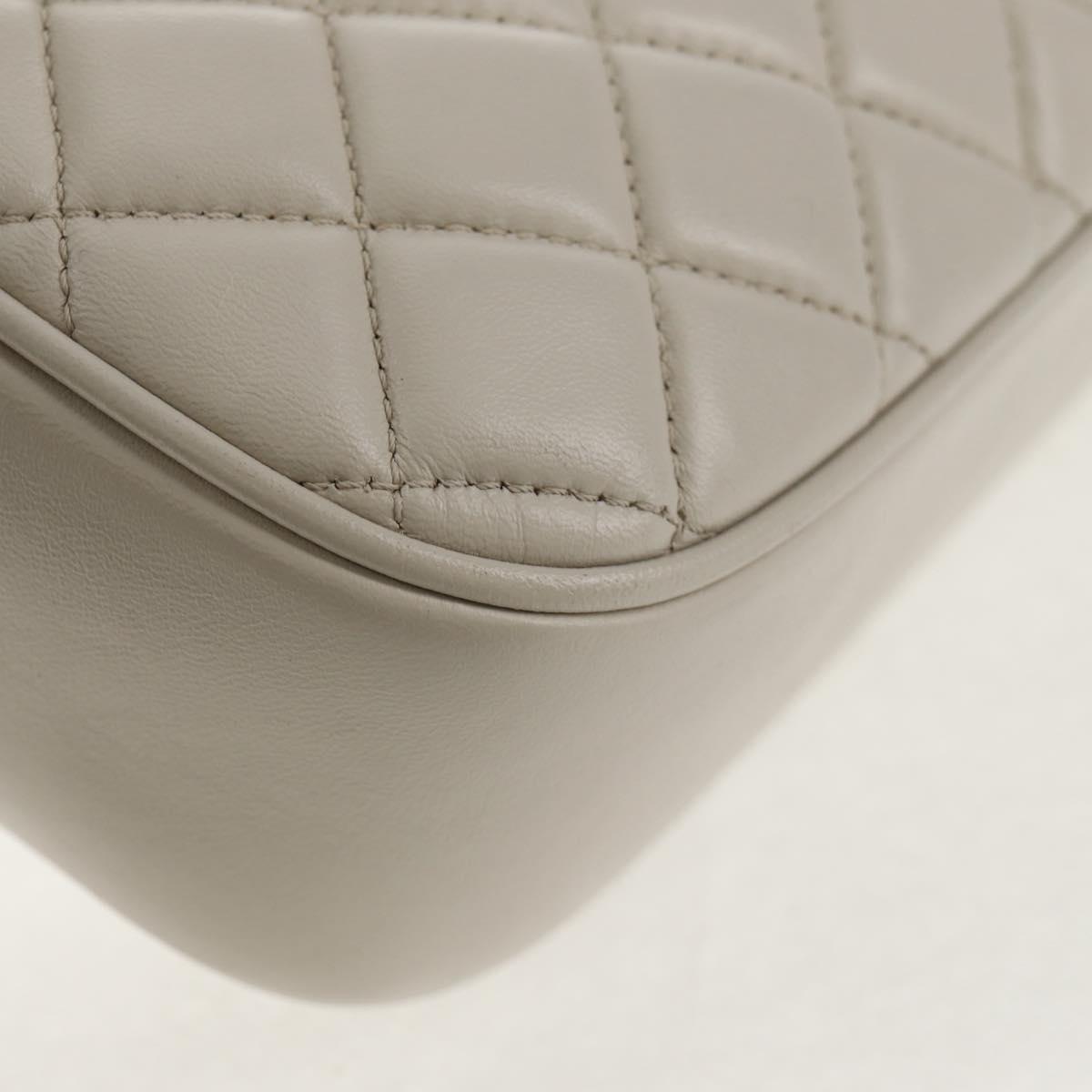 CHANEL Matelasse Chain Shoulder Bag Leather White CC Auth BA6864A