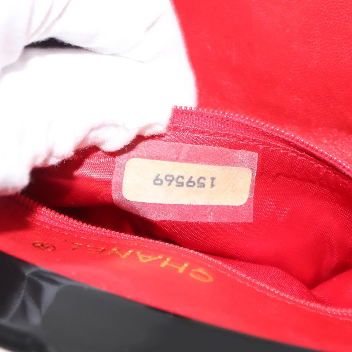 CHANEL Matelasse Chain Shoulder Bag Satin Black Gold CC Auth BA6866