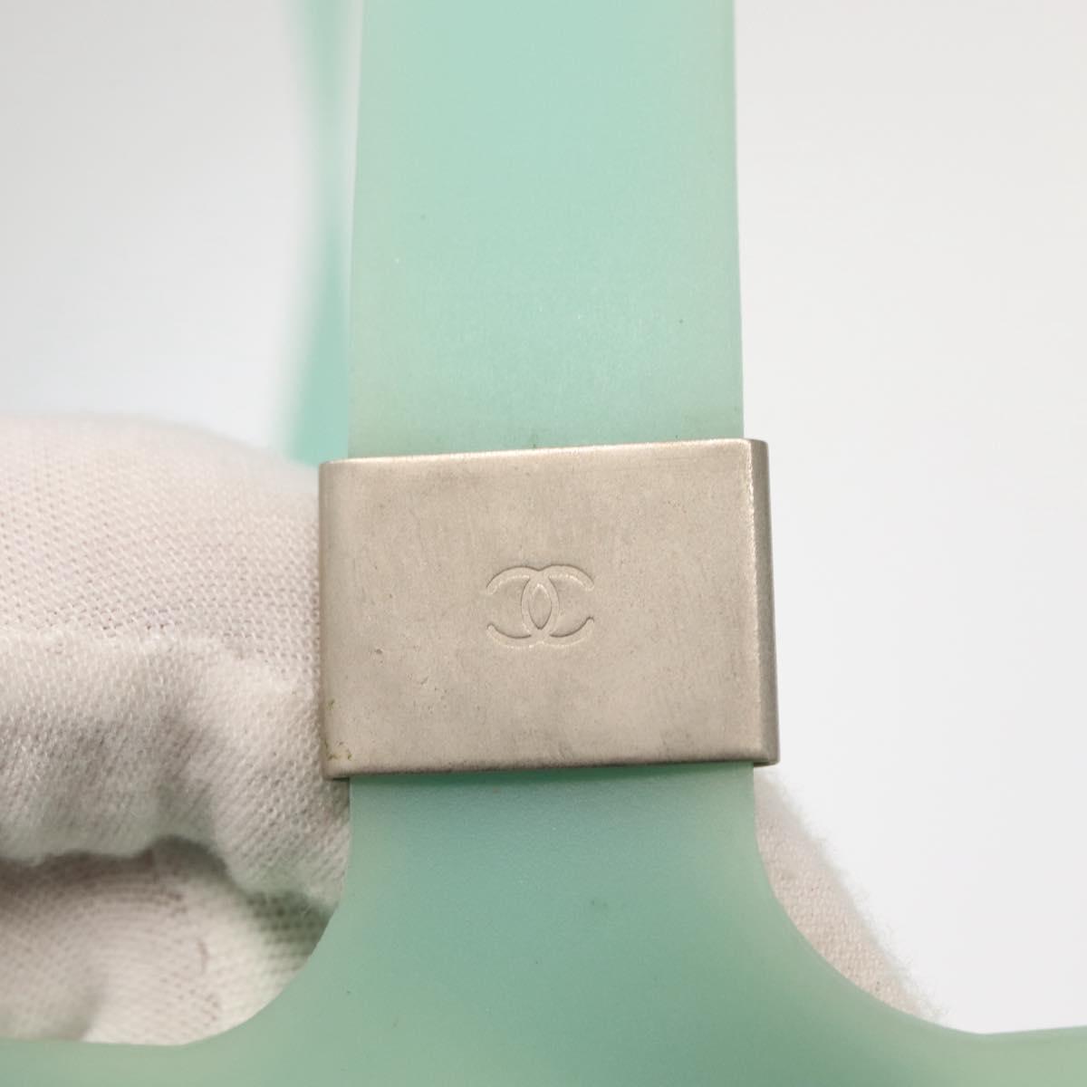 CHANEL Tote Bag rubber Turquoise Blue CC Auth BA6869