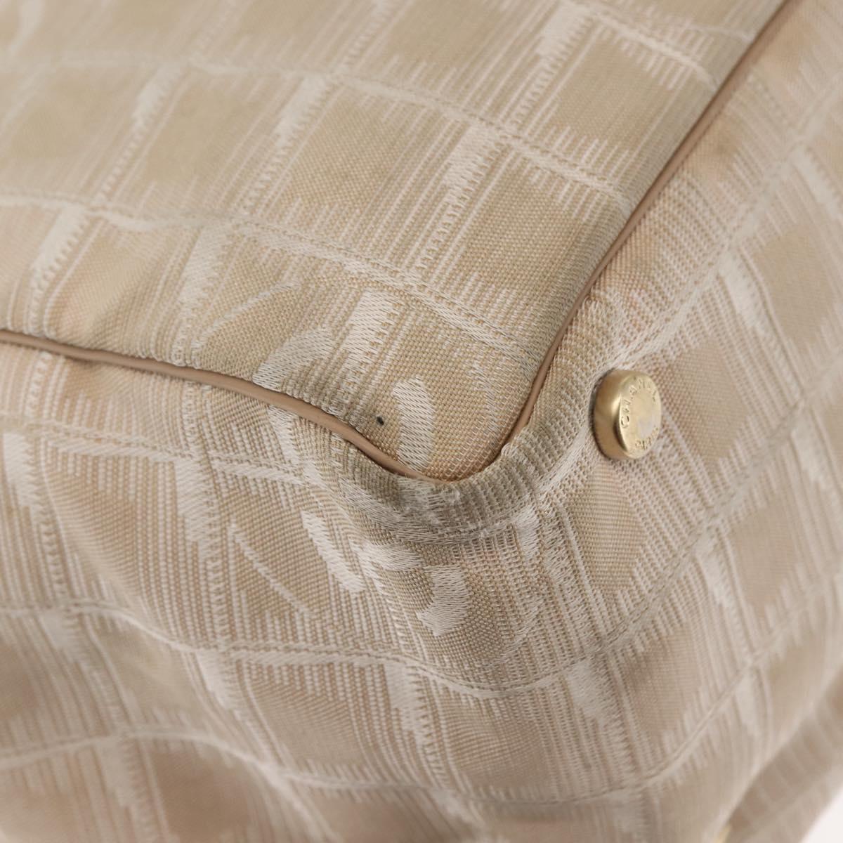 CHANEL New Travel Line Tote Bag Nylon Beige Gold CC Auth BA6872