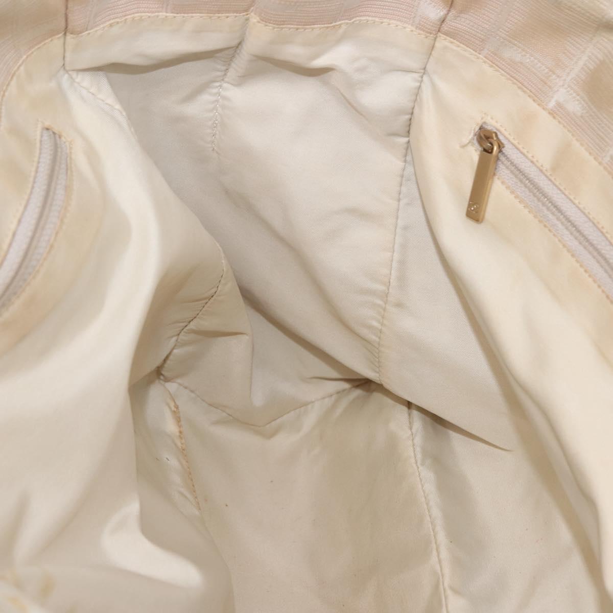 CHANEL New Travel Line Tote Bag Nylon Beige Gold CC Auth BA6872