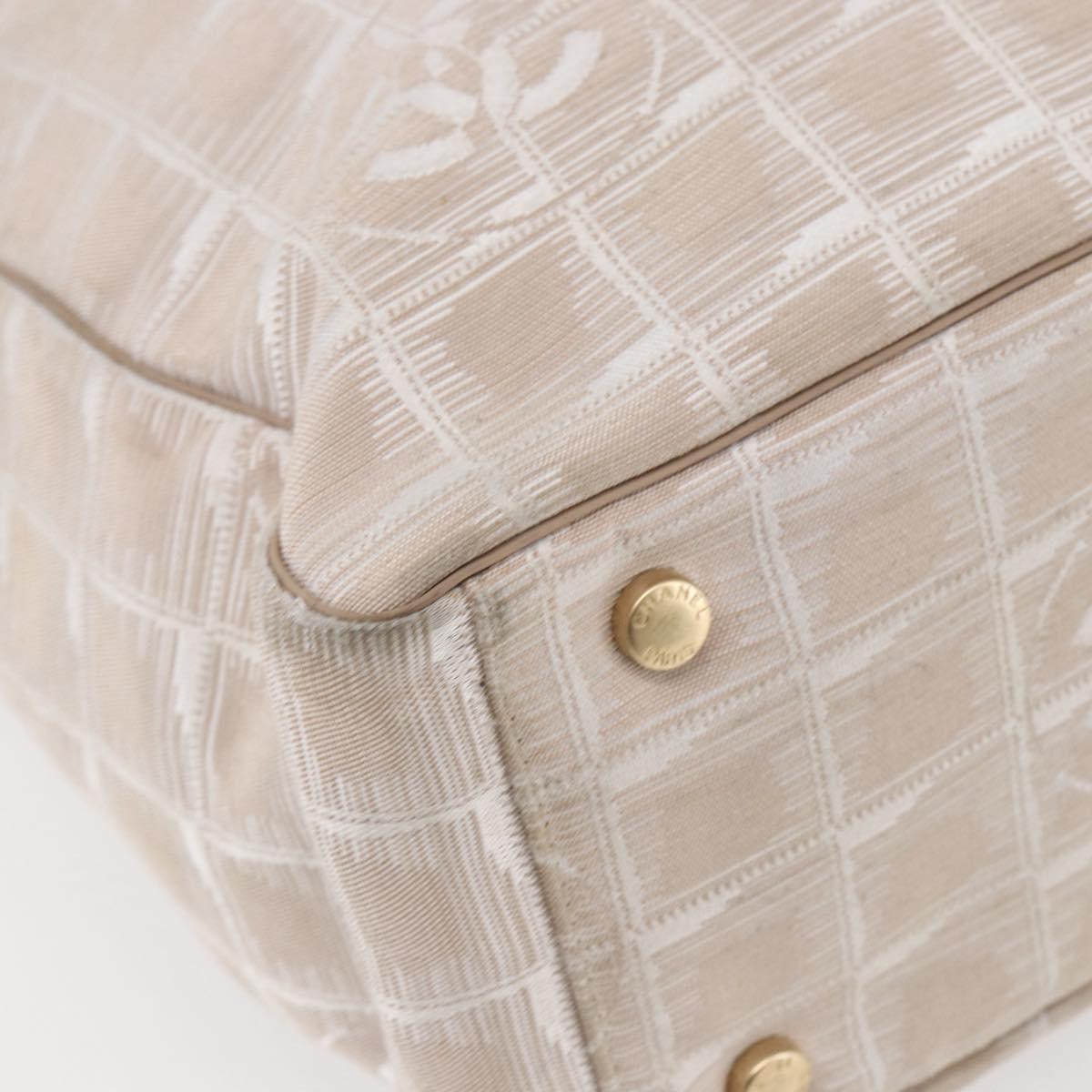 CHANEL New Travel Line Tote Bag Nylon Beige Gold CC Auth BA6873