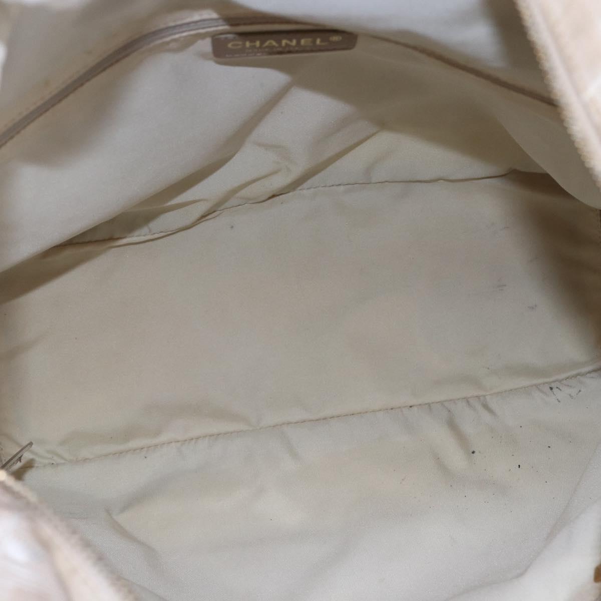 CHANEL New Travel Line Tote Bag Nylon Beige Gold CC Auth BA6873