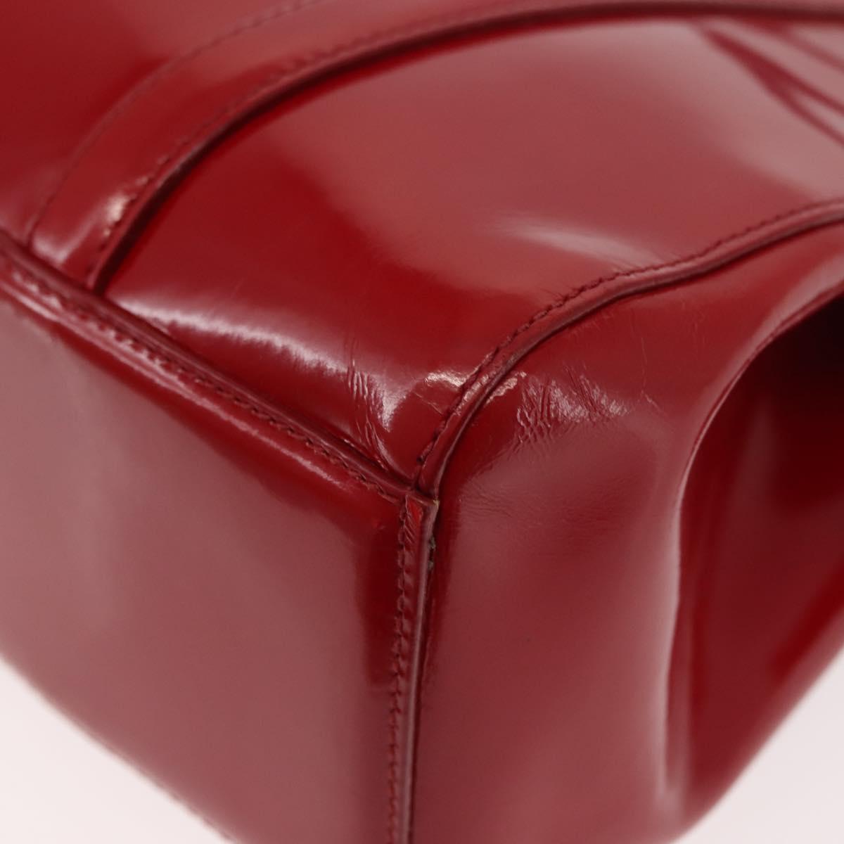 PRADA Hand Bag Enamel Red Silver Auth BA6875