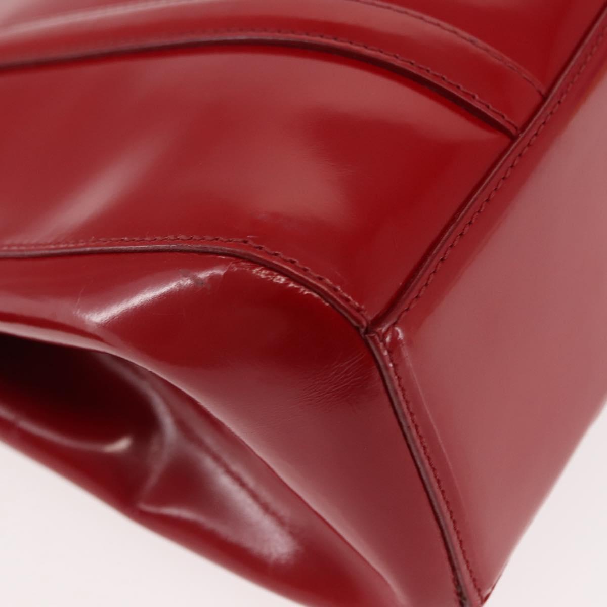 PRADA Hand Bag Enamel Red Silver Auth BA6875