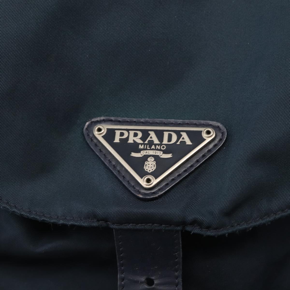 PRADA Backpack Nylon Navy Silver Auth BA6876