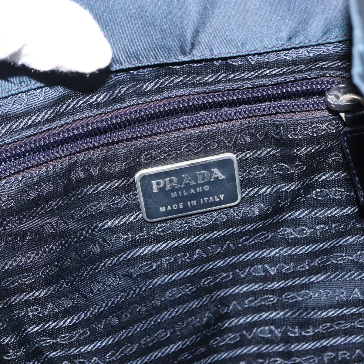 PRADA Backpack Nylon Navy Silver Auth BA6876